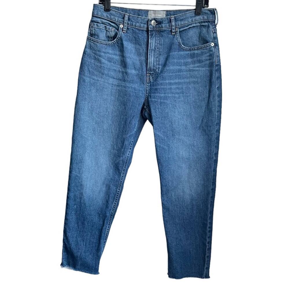 Women's Everlane The Cheeky Jean Frayed Hem 5 Pockets Medium Wash Crop Denim 30